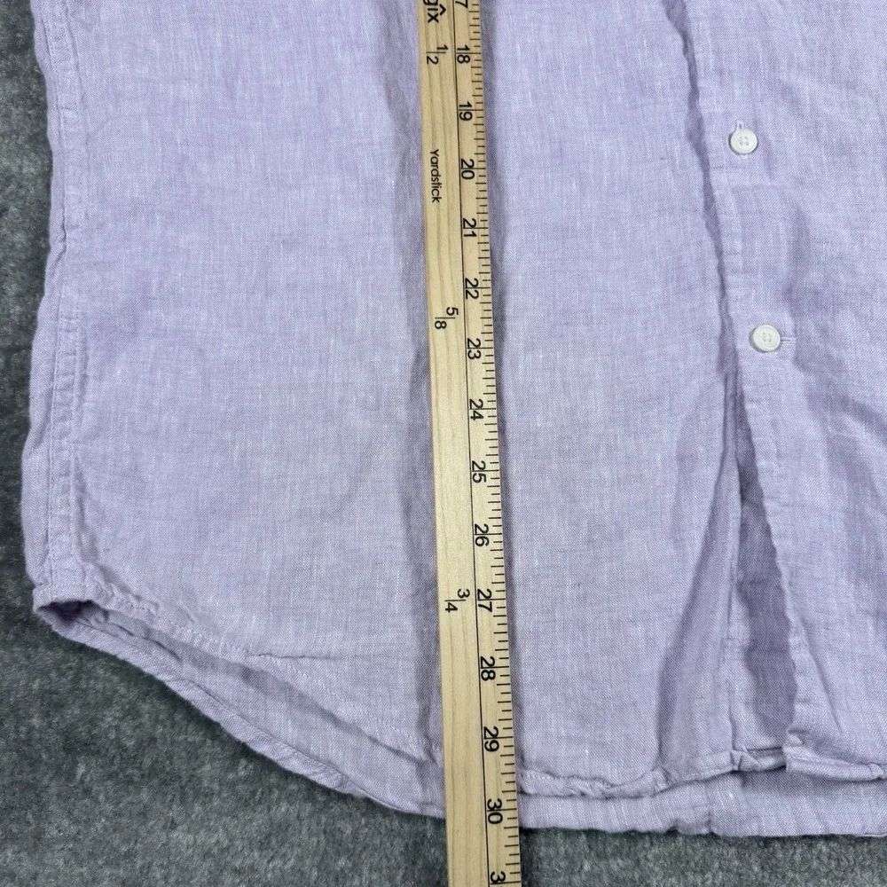 Jos A Bank Reserve Shirt Men's Large Purple Linen Traditional Fit Long Sleeve